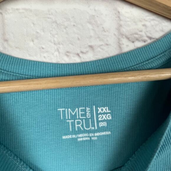 J5016 Time and Tru Women’s Rib Crewneck Tee with Short Sleeves size XXL - Picture 2 of 5